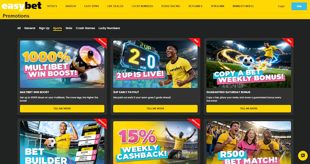 EaziBet (easybet) Bonuses and promotions Screenshot